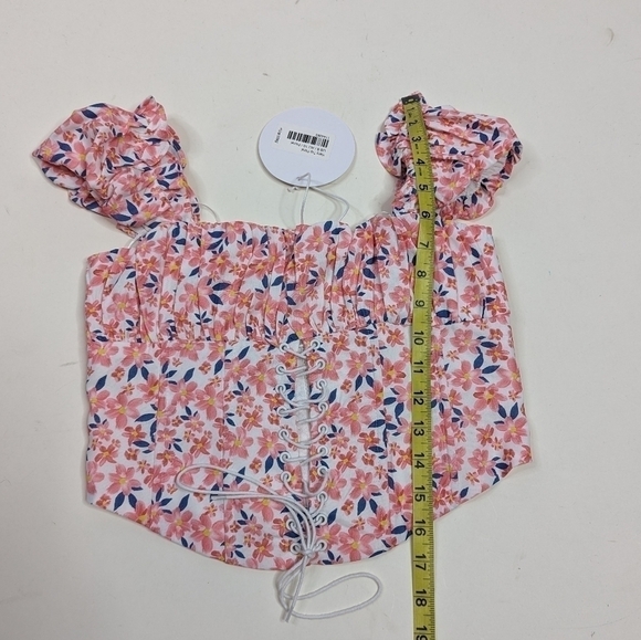 Princess Polly Harry Floral Corset Cap Sleeve Cropped Crop Top - Picture 9 of 9